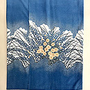 松原工房 松原福与作 雲形文に秋草文様袷付下