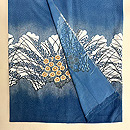 松原工房 松原福与作 雲形文に秋草文様袷付下