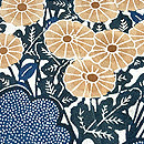 松原工房 松原福与作 雲形文に秋草文様袷付下