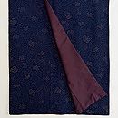 紺色漆織変わり菊唐草小紋