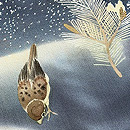 雪持ち若松に雀文様付下