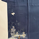 雪持ち若松に雀文様付下