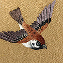 稲束に雀文様付下