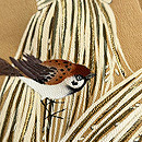 稲束に雀文様付下