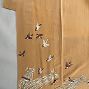 稲束に雀文様付下