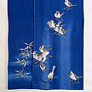 瑠璃色群れ雀文様付下