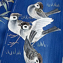 瑠璃色群れ雀文様付下