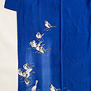 瑠璃色群れ雀文様付下