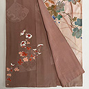 扇面に秋草と山葡萄文様付下