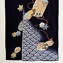 青海波に楓と貝桶文様付下