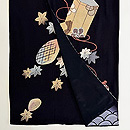 青海波に楓と貝桶文様付下