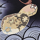 青海波に楓と貝桶文様付下