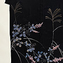 黒地紋錦紗秋草文様単衣付下