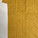 本場結城 80亀甲麻の葉文様袷 証紙付