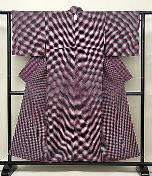 豆絞り紫根染めの袷