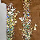 丁子茶秋草文様の訪問着