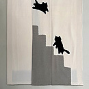 白地に黒猫の付下