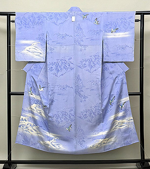 荒磯にカモメ文様の単衣付下