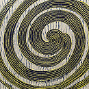 海松色地杢目絞りに大胆な渦巻きの長羽織　質感・風合