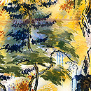 秋の風景、染めの羽織　質感・風合