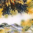 秋の風景、染めの羽織　質感・風合