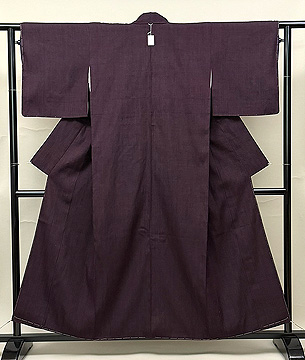 紺に赤の2本縞結城紬