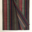 縞文様織り出し単衣信州紬