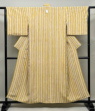 レモンイエロー縞の錦紗袷