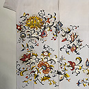 灰白色地唐花文様訪問着