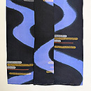 黒地流水に霞文様小紋