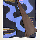 黒地流水に霞文様小紋