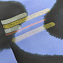 黒地流水に霞文様小紋