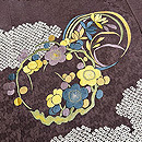 濃き色地に四君子刺繍の付下