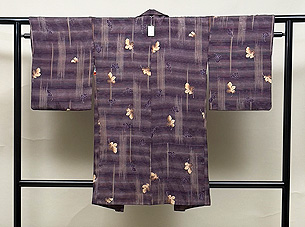 深紫色菊の葉紋様羽織