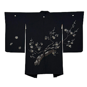 梅の古木文刺繍の絵羽織