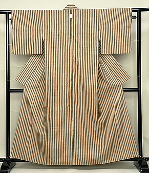 縦大小縞の本場結城紬