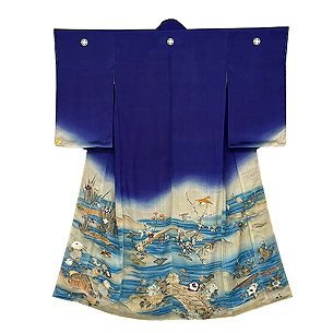 四季花鳥文様曙染めの色留袖