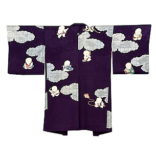 雲文に唐子文様の羽織