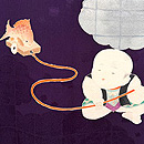 雲文に唐子文様の羽織　質感・風合