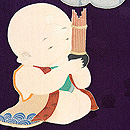 雲文に唐子文様の羽織　質感・風合