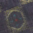 黒地変わり亀甲紋絣結城縮