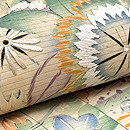 貝桶に扇、秋の花文様絽名古屋帯　質感・風合