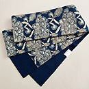 藍型染めの半巾帯　帯裏