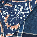 中形花に立涌文様の半幅帯　質感・風合