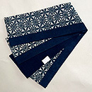 中形菊文にボーダーの半幅帯　帯裏