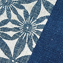 中形菊文にボーダーの半幅帯　質感・風合