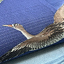 舫舟に雁の絽縮緬名古屋帯　質感・風合