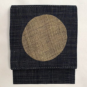 麻地ドット切り嵌めの名古屋帯