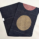 麻地ドット切り嵌めの名古屋帯　帯裏