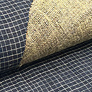 麻地ドット切り嵌めの名古屋帯　質感・風合